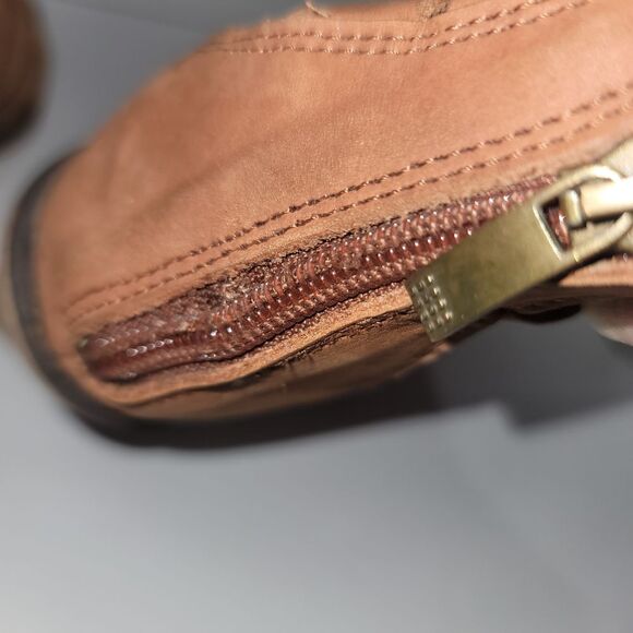 Free People‎ Hybrid Boot Strappy Tan Leather Block Heel Ankle Women's 6 Western - Picture 7 of 9